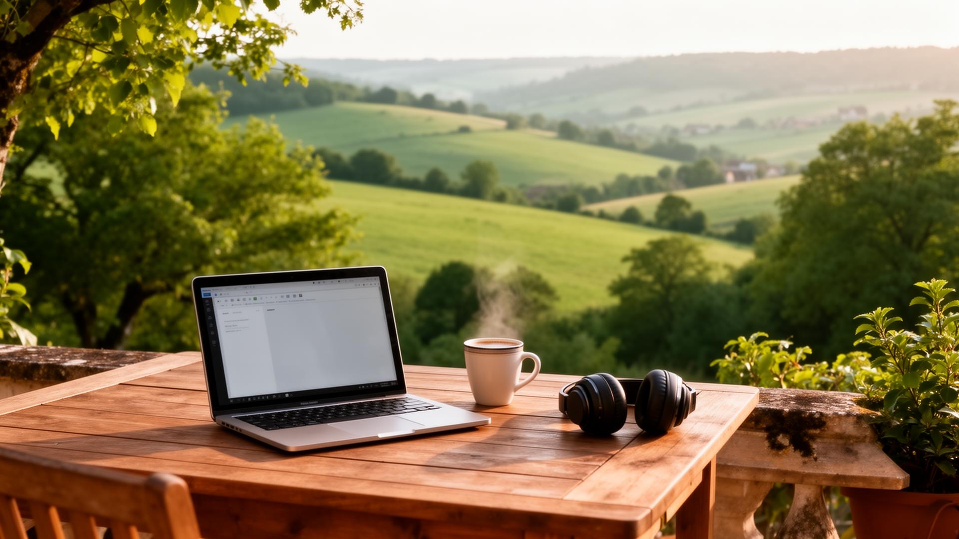 Bureau extérieur face aux collines de Corrèze